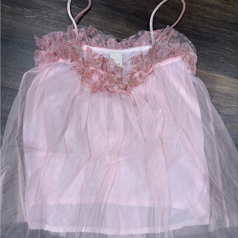 PINKO- Pink Glittery tulle Camisole top